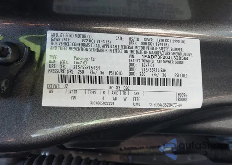 2018 Ford Focus Se из США, поврежденный, VIN 1FADP3F20JL328564